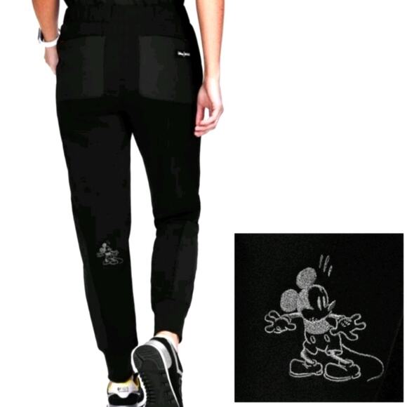 NWT Figs Limited Edition Disney Mickey Mouse Skinny Jogger Scrub Pants Black Sm - Picture 4 of 12